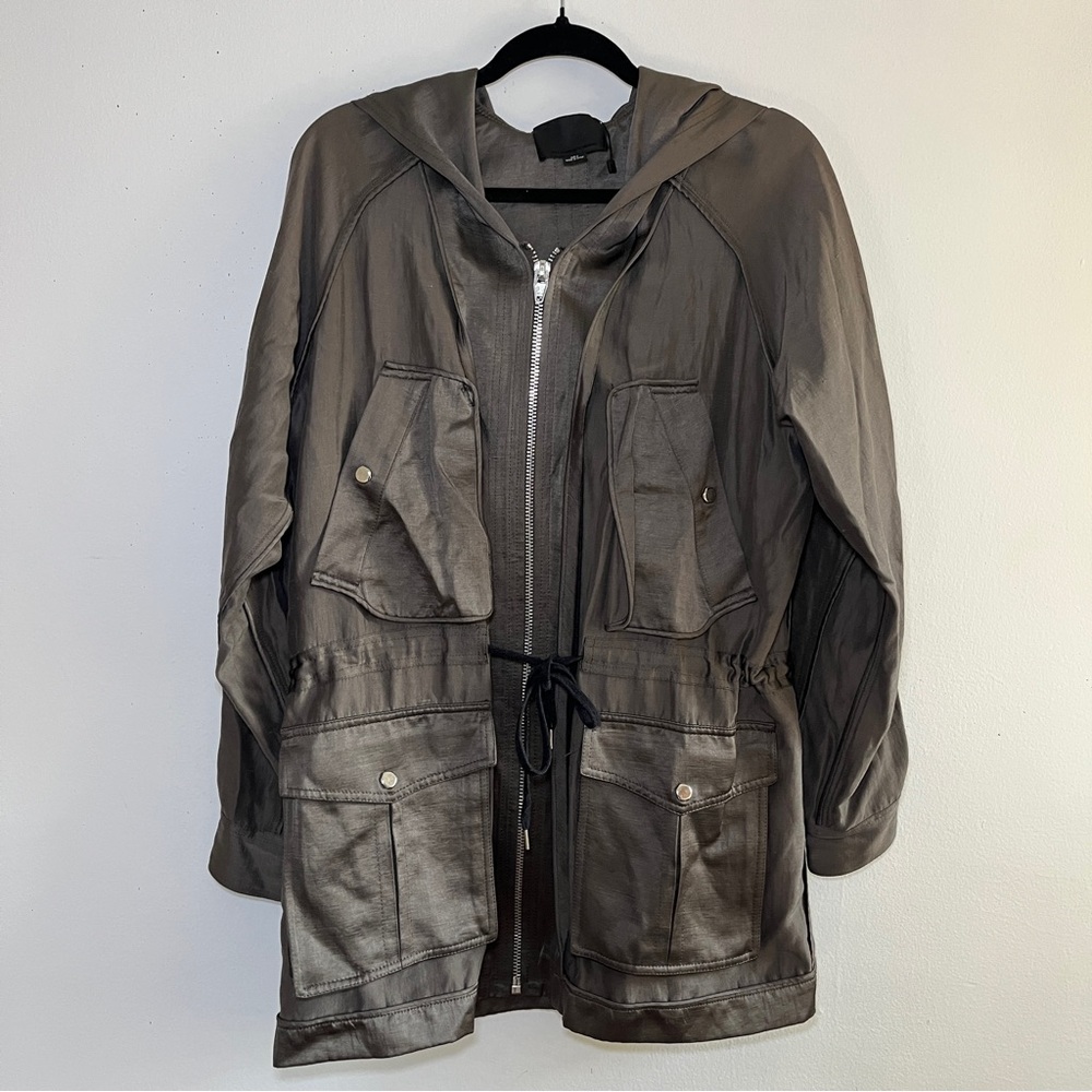 Alexander Wang Size 2 Full Zip Hooded Oversized Dress Green